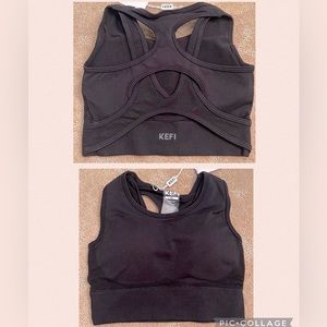 NWT KEFI Lana Seamless Black Sports Bra, XS